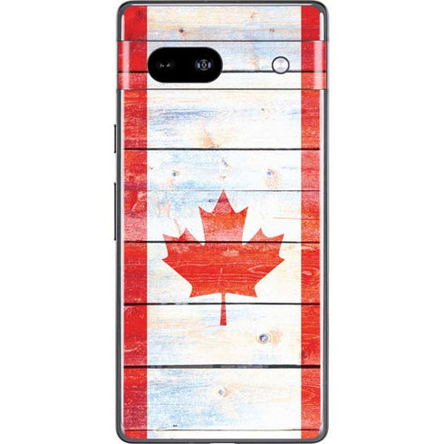 Canada Flag Light Wood Google Pixel 7a Skin